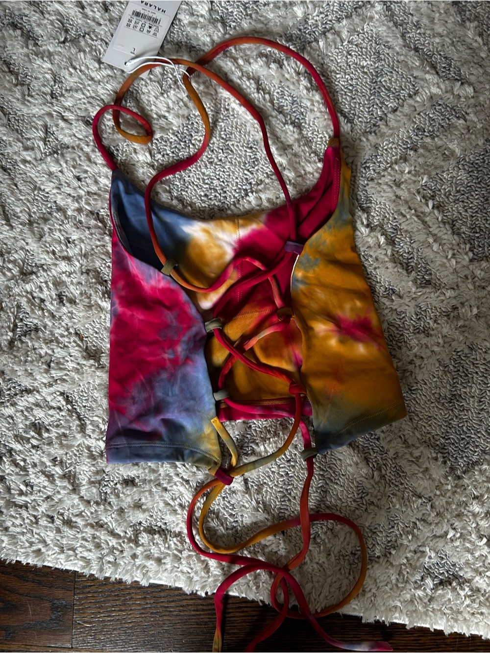 Tie-Dye Lace-Up Crop Top